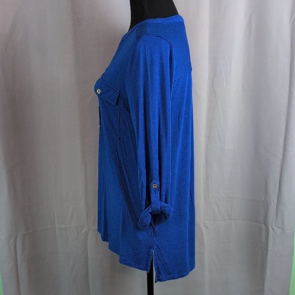 Michael Kors Vibrant Blue Button-Front Blouse‎